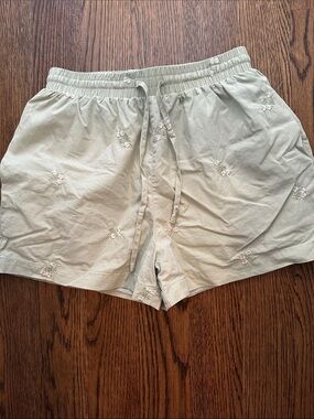 moodie Sage Green Embroidered Drawstring Women's Shorts
